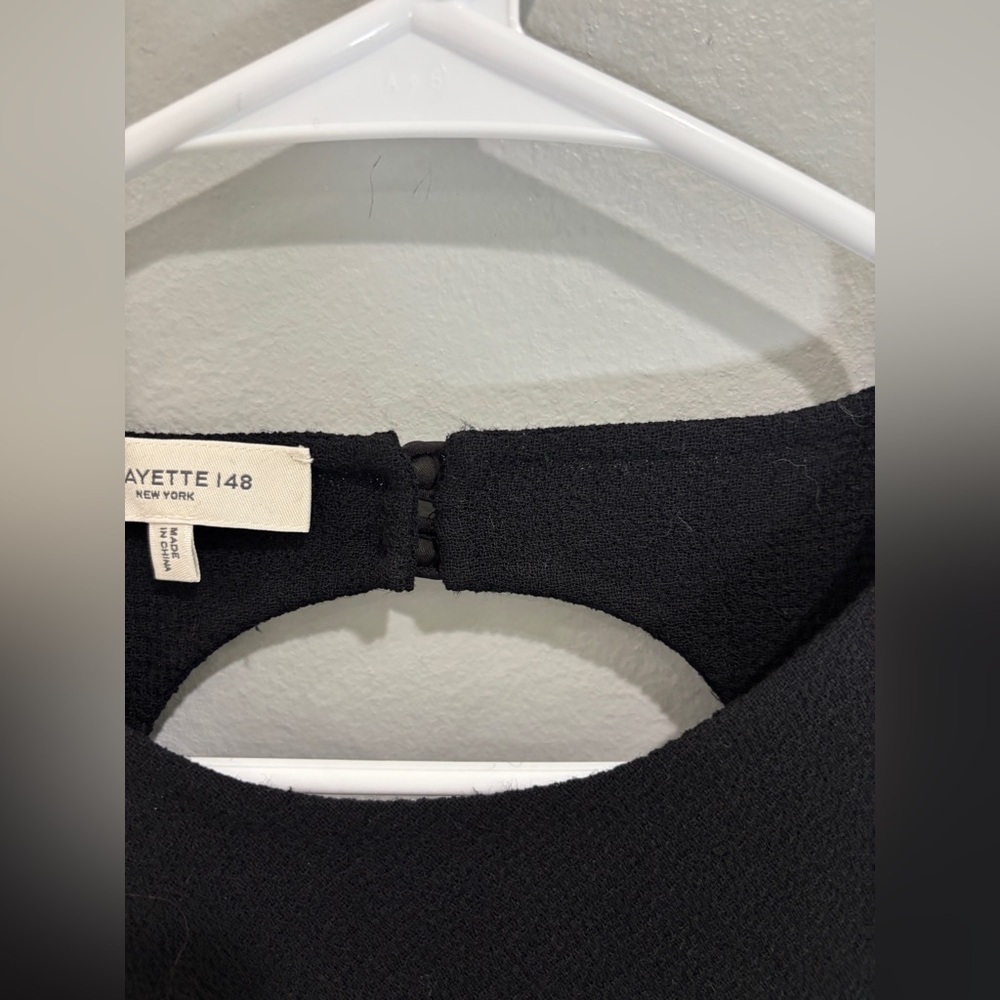 Lafayette 148 New York Black Wool Nouveau Midi Dress Size 10 Cocktail Career - Picture 12 of 15
